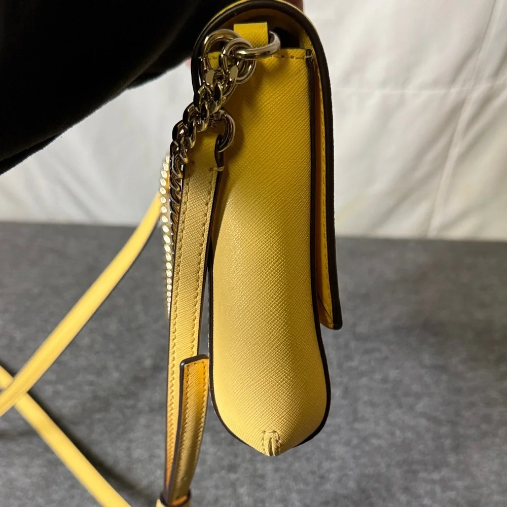 Kate Spade New York‎ Yellow Saffiano Leather Crossbody Bag with Chain Strap